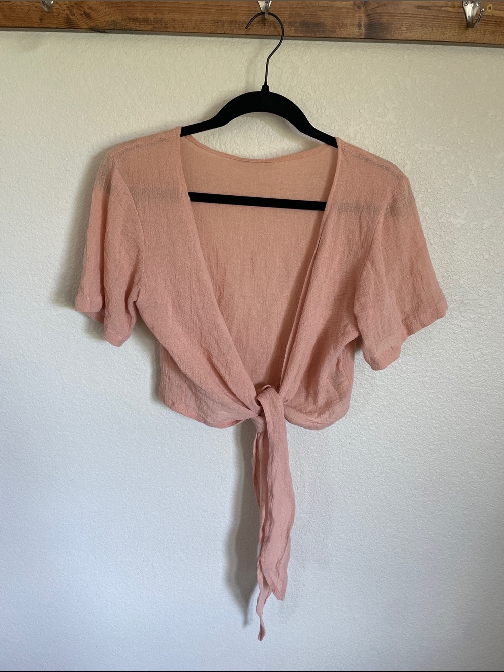Sandmade Gauzy Lightweight Tie-Front Swim Coverup Top Beach Vacation Resort Boho